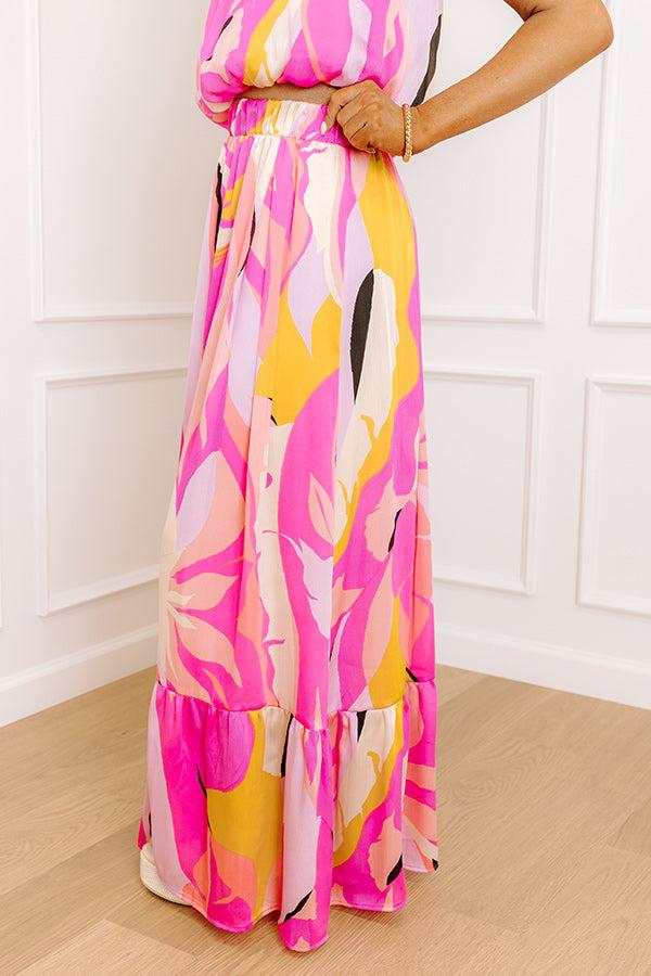 Impressions Shades Of Paradise High Waist Maxi Skirt In Pink