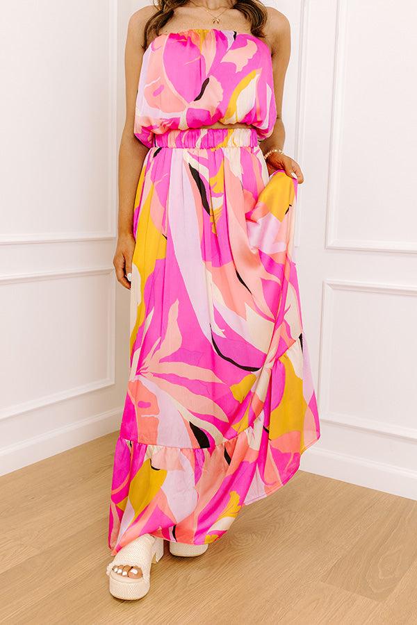 Impressions Shades Of Paradise High Waist Maxi Skirt In Pink