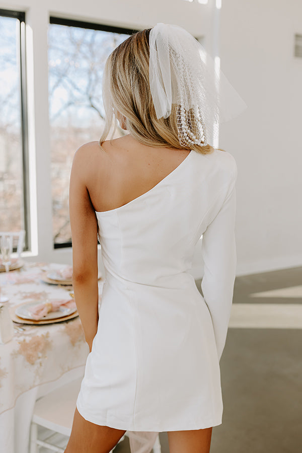 Impressions Shimmering Twilight Embellished Mini Dress In White