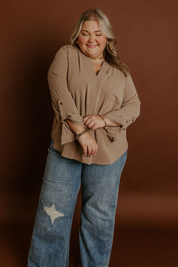 Impressions Simple Sunday Shift Top In Mocha Curves