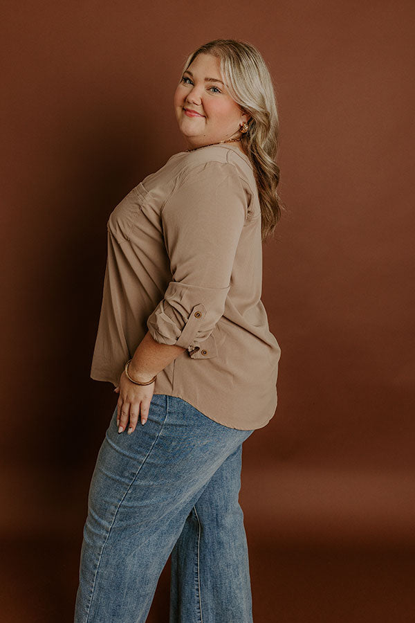 Impressions Simple Sunday Shift Top In Mocha Curves