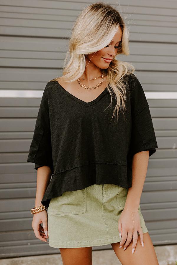 Impressions Simple Sway Oversized Crop Tee In Black