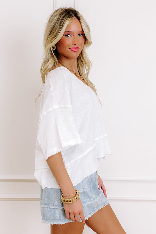 Impressions Simple Sway Oversized Crop Tee In White
