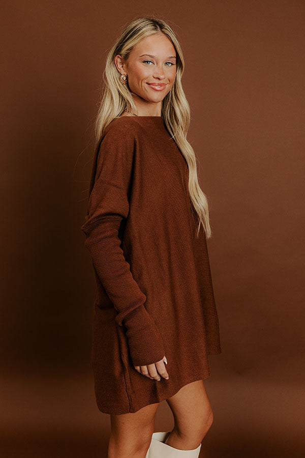 Impressions Simply Cozy Knit Sweater Top In Chocolate
