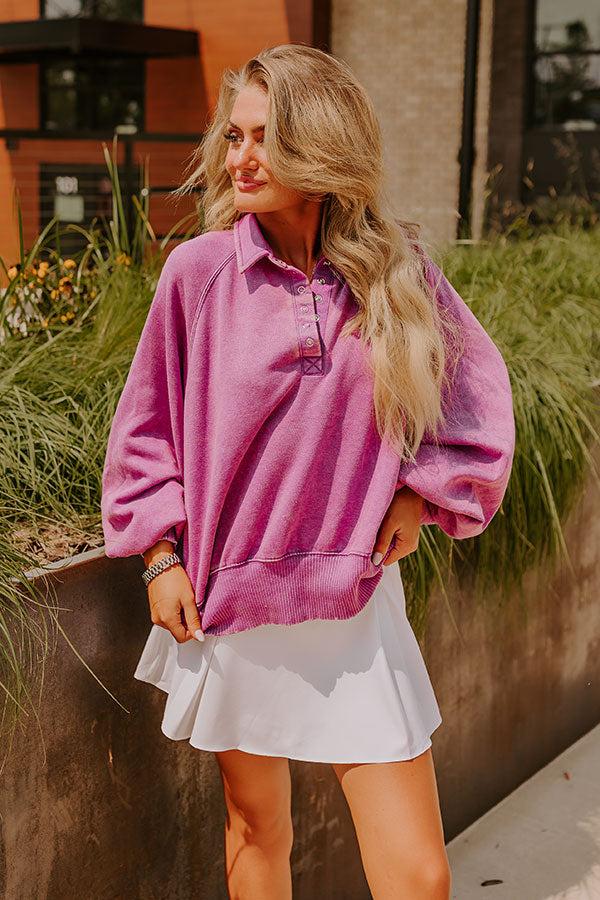 impressions Simply Cozy Vintage Wash Sweatshirt in Orchid