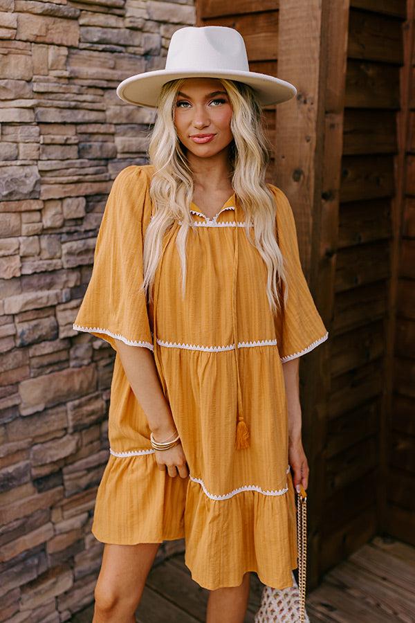 Impressions Simply Lovely Tiered Mini Dress In Mustard