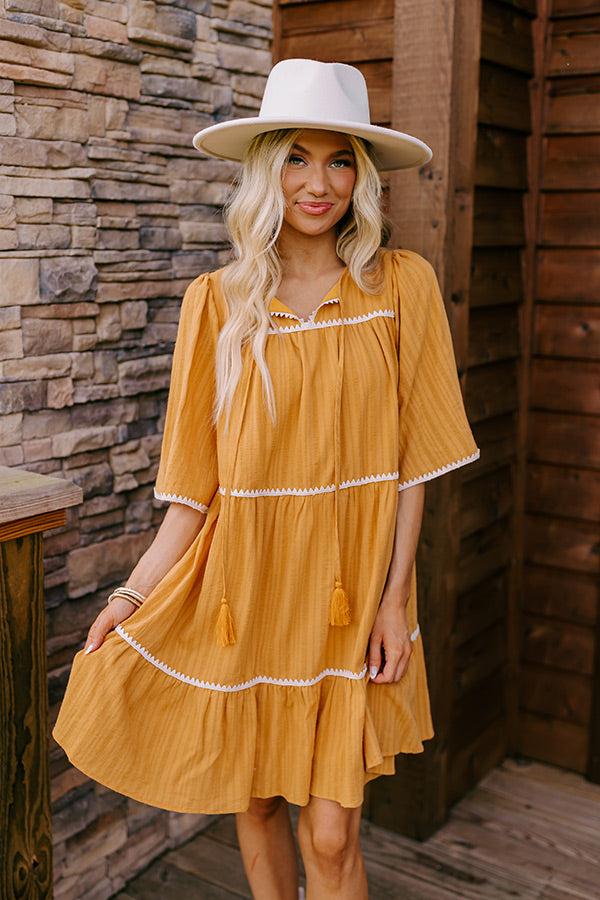 Impressions Simply Lovely Tiered Mini Dress In Mustard
