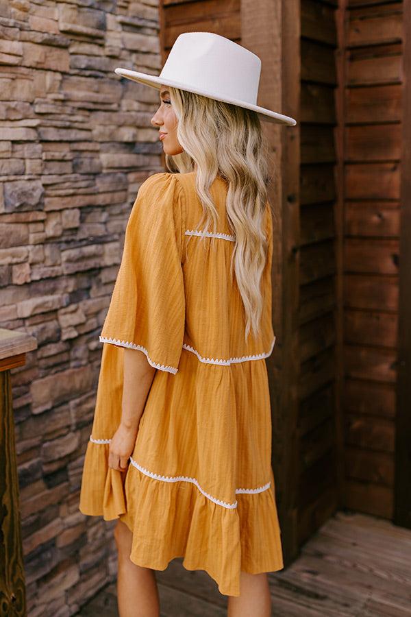 Impressions Simply Lovely Tiered Mini Dress In Mustard