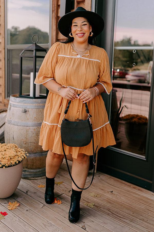 impressions Simply Lovely Tiered Mini Dress in Mustard Curves