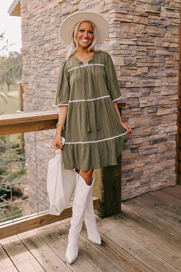 Impressions Simply Lovely Tiered Mini Dress In Olive