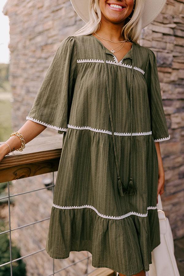 Impressions Simply Lovely Tiered Mini Dress In Olive