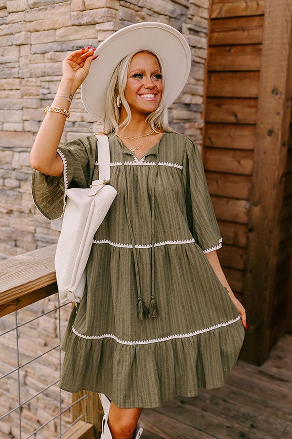impressions Simply Lovely Tiered Mini Dress in Olive