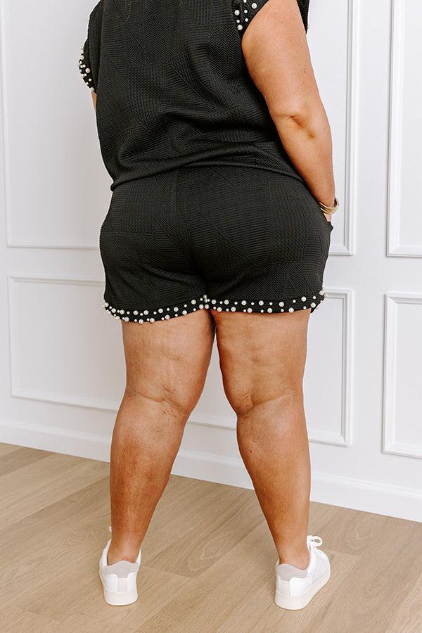Impressions Smiles And Sangrias Pearl Embellished Shorts In Black Curves