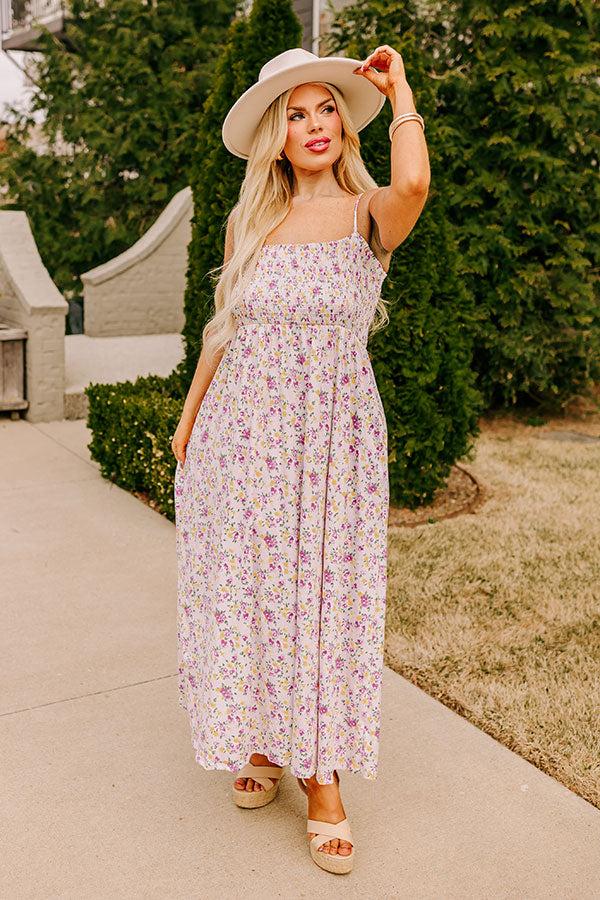 impressions Smiles and Sunshine Floral Maxi in Lavender Curves