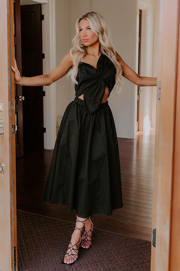 impressions Social Hour Cut Out Midi Dress in Black