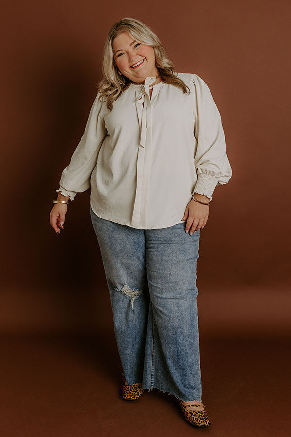 impressions Soho Sophisticate Shift Top in Cream Curves