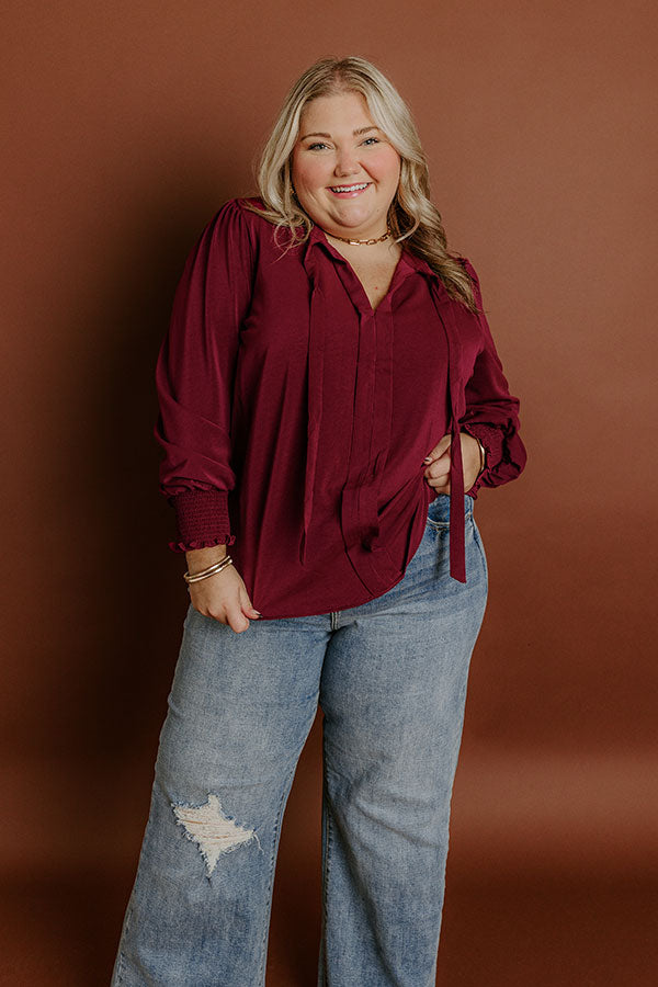 Impressions Soho Sophisticate Shift Top In Merlot Curves
