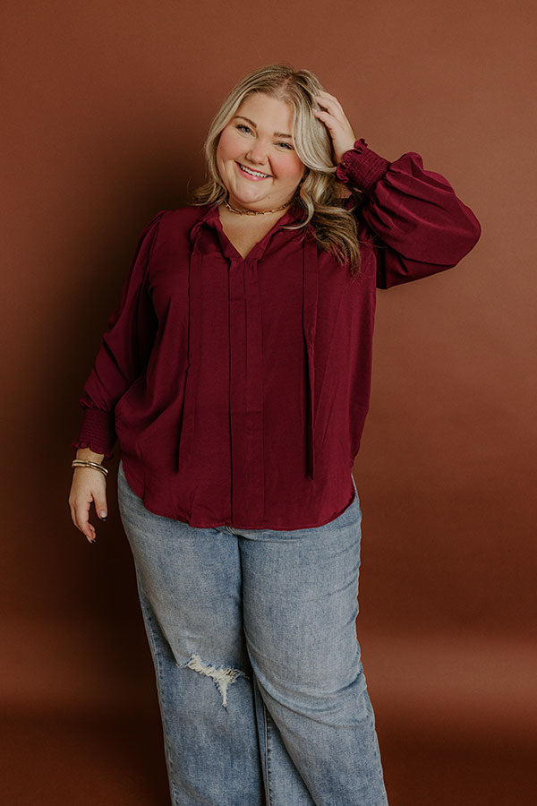 Impressions Soho Sophisticate Shift Top In Merlot Curves