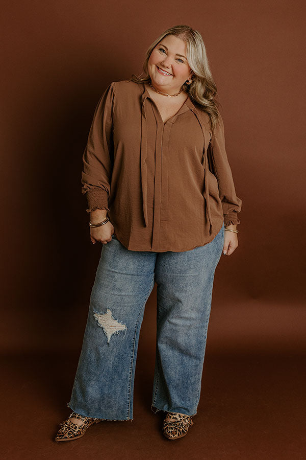 Impressions Soho Sophisticate Shift Top In Mocha Curves