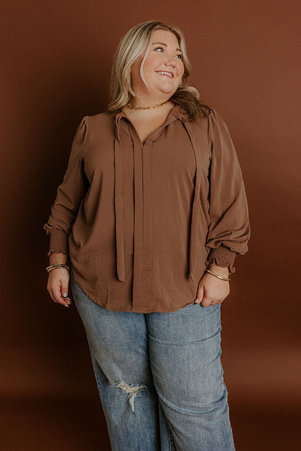 Impressions Soho Sophisticate Shift Top In Mocha Curves