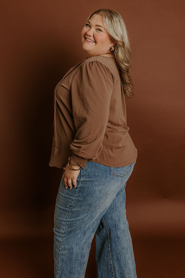 Impressions Soho Sophisticate Shift Top In Mocha Curves