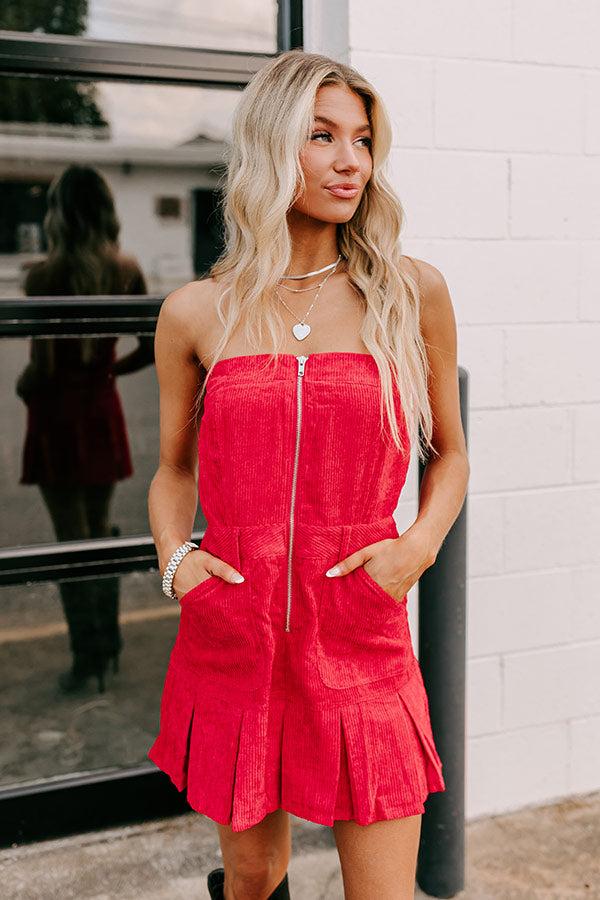 Impressions Soho Style Corduroy Romper Dress In Red