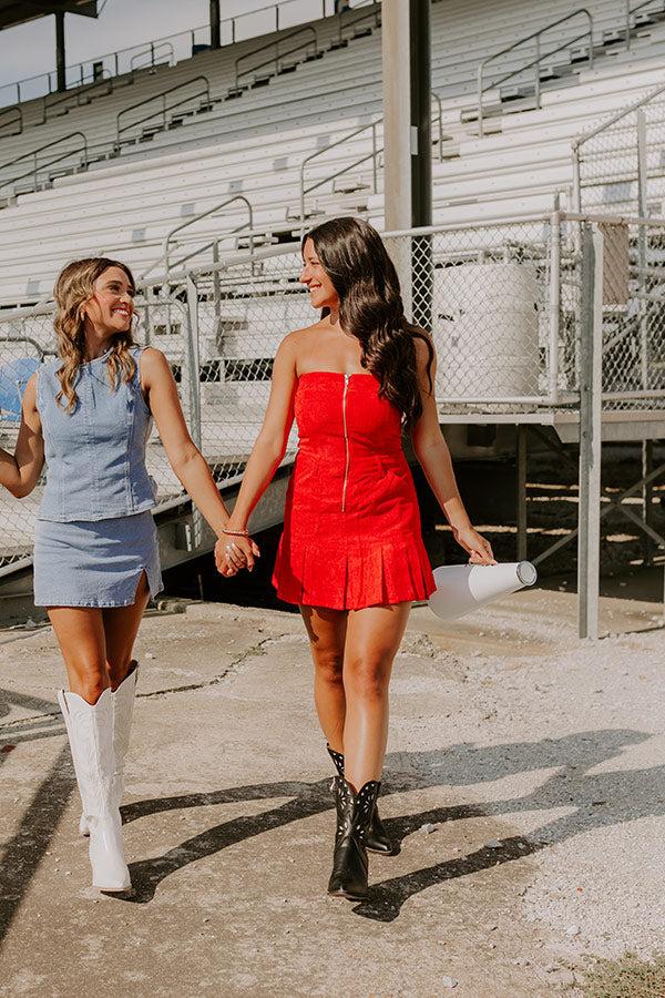 impressions Soho Style Corduroy Romper Dress in Red