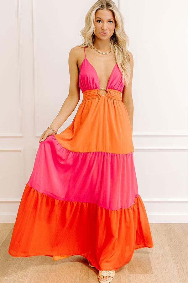 impressions Sorbet On The Patio Color Block Maxi Dress