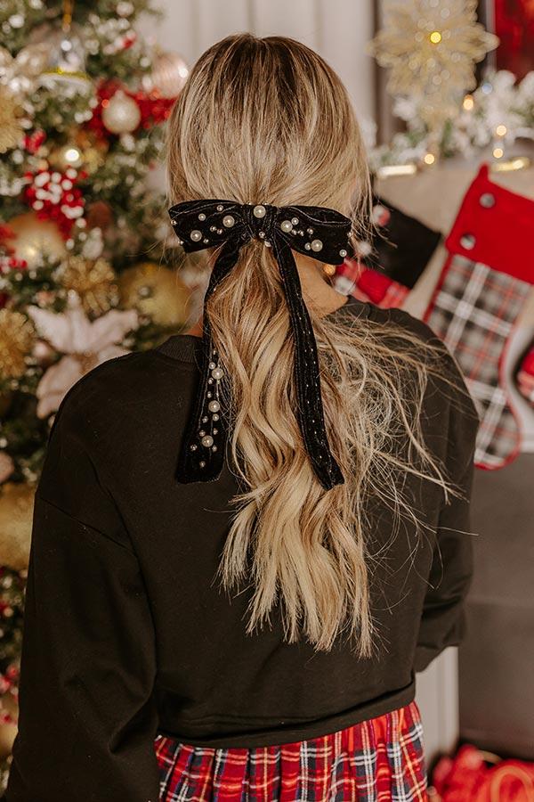 impressions Spotlight Darling Pearl Embellished Bow Hair Clip in Black