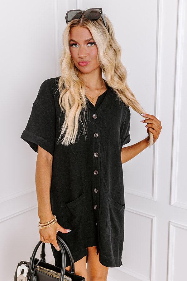 Impressions St. Lucia Bound Linen-Blend Mini Dress In Black
