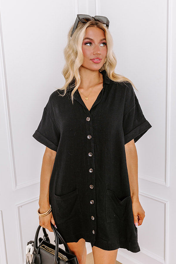 impressions St. Lucia Bound Linen-Blend Mini Dress in Black