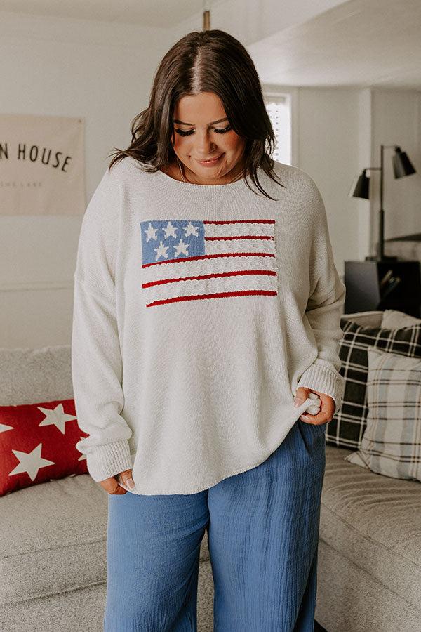 impressions Star-Spangled Evening Knit Sweater Curves
