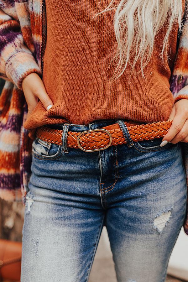 impressions Stay Updated Faux Leather Woven Belt In Maple