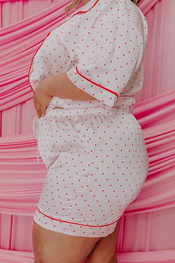 Impressions Stolen Hearts High Waist Satin Pajama Shorts