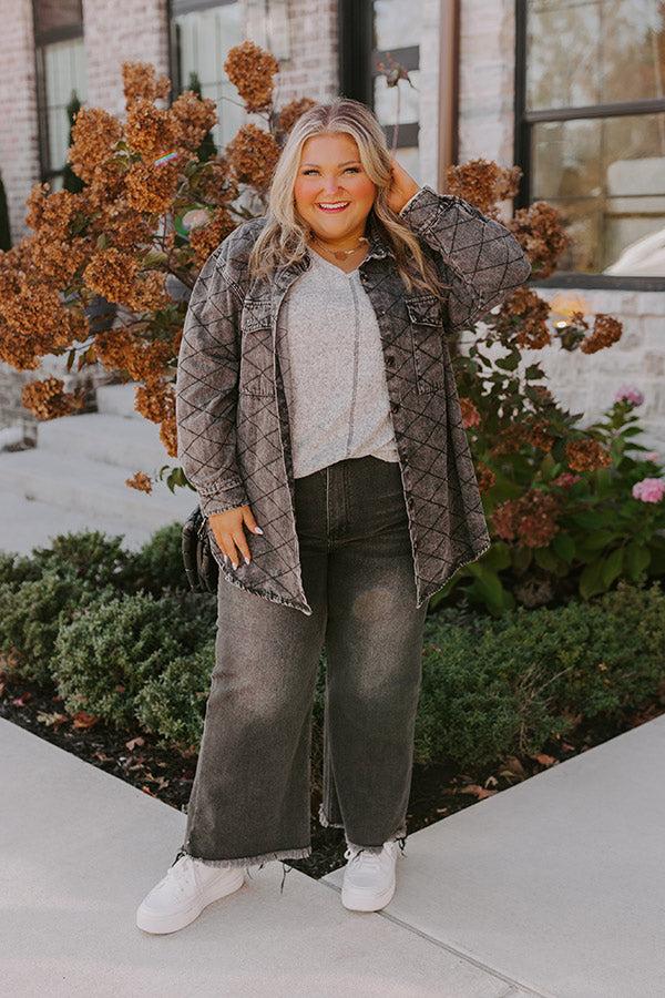 impressions Stop Time Light Weight Denim Jacket in Vintage Black Curves