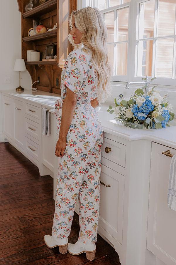 Impressions Strolling Through Catalina Floral Denim Jumpsuit