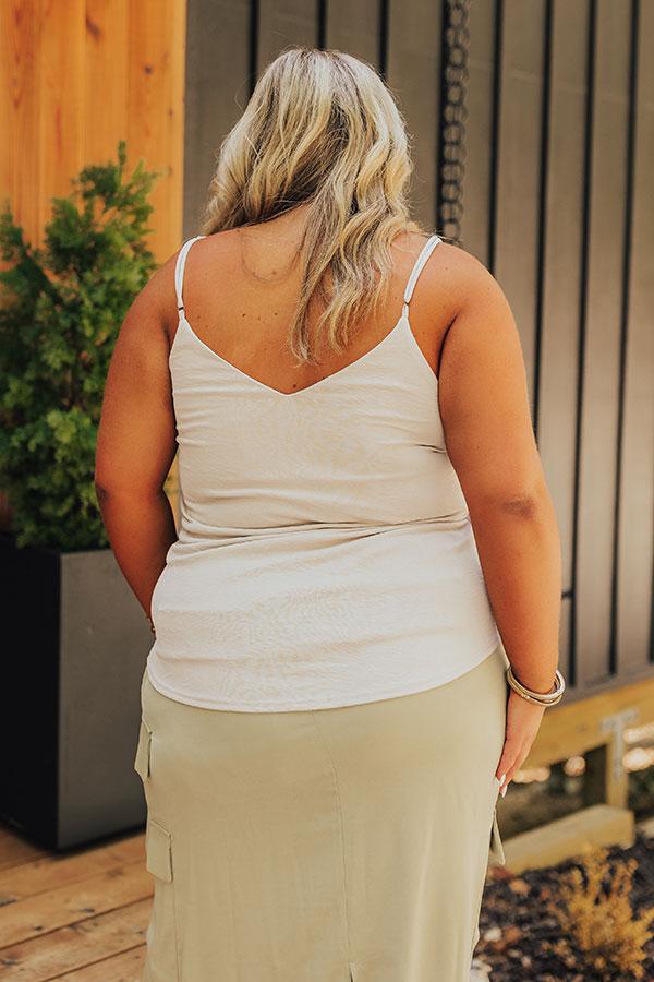 Impressions Stylish Vibes Shift Tank In Stone Curves