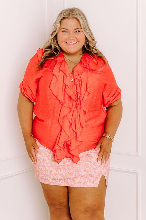impressions Sunday Mornings Ruffle Top in Coral Curves