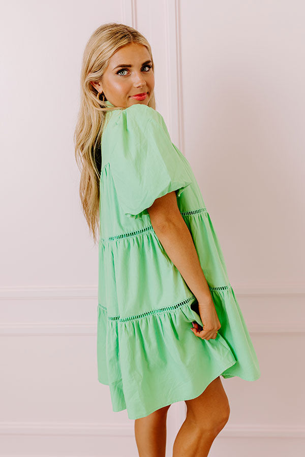 Impressions Sunday Stroll Mini Dress In Light Kelly Green