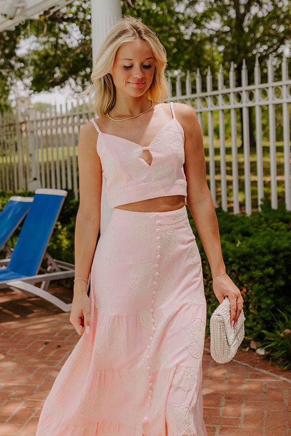 impressions Sunkissed Meadow Embroidered Crop Tank in Pink