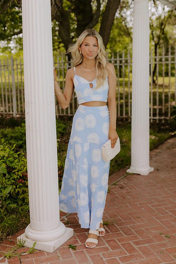 Impressions Sunkissed Meadow Embroidered Crop Tank In Sky Blue