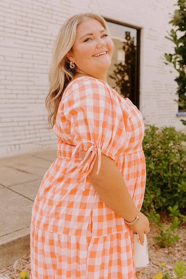 Impressions Sunkist Stroll Gingham Midi Dress Curves