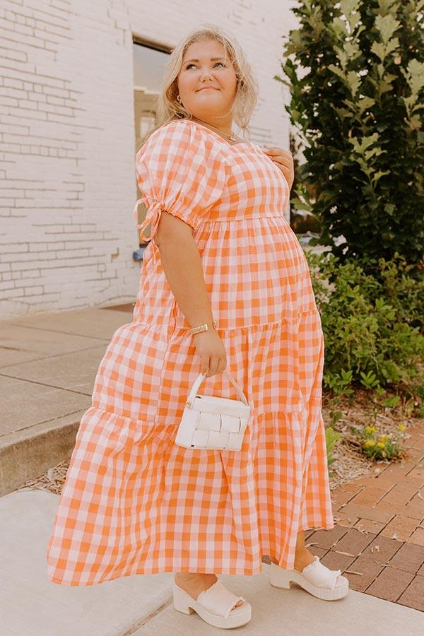 Impressions Sunkist Stroll Gingham Midi Dress Curves