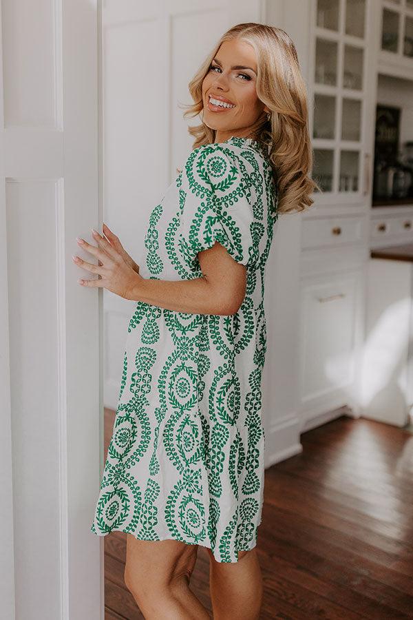 Impressions Sunny Outlook Eyelet Mini Dress In Green
