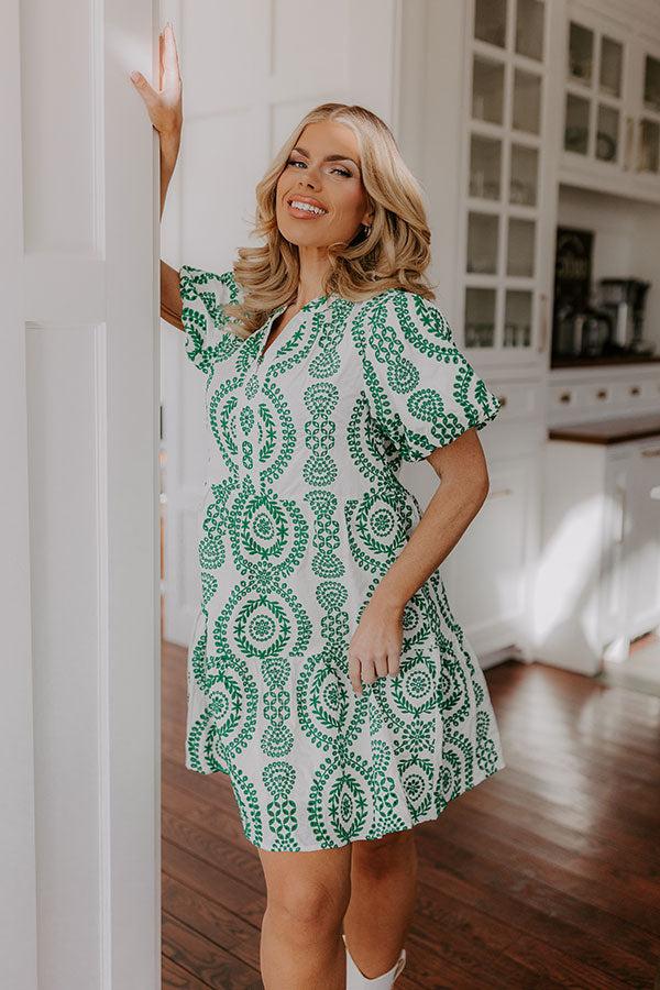 impressions Sunny Outlook Eyelet Mini Dress in Green