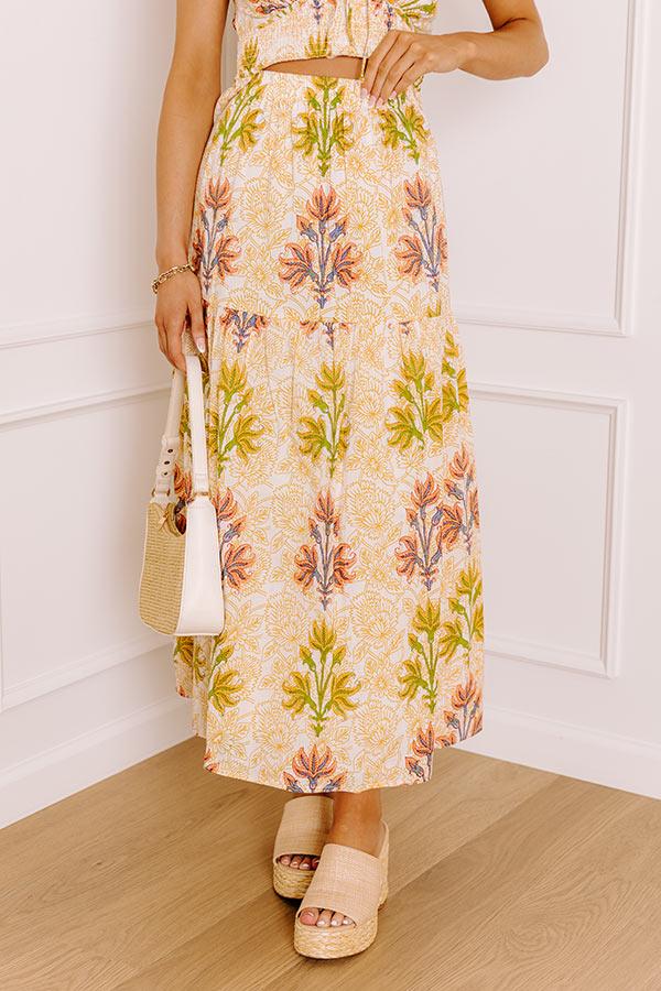impressions Sunshine And Sorbet High Waist Floral Midi Skirt