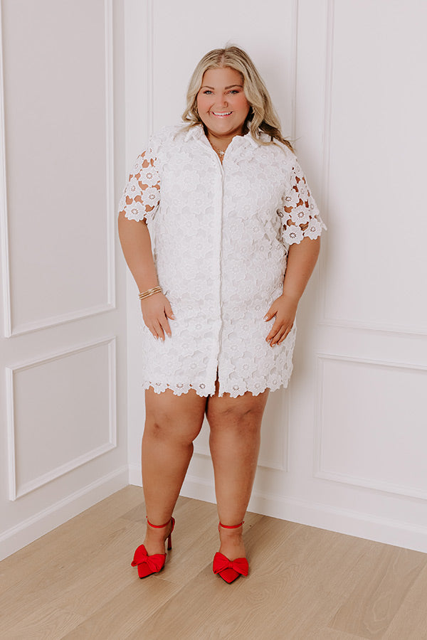 impressions Sunshine Sunday Crochet Mini Dress in White Curves