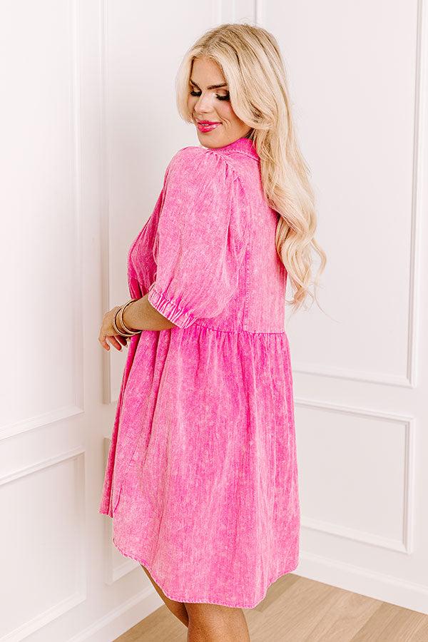 Impressions Sweet Glance Mineral Wash Mini Dress In Pink Curves