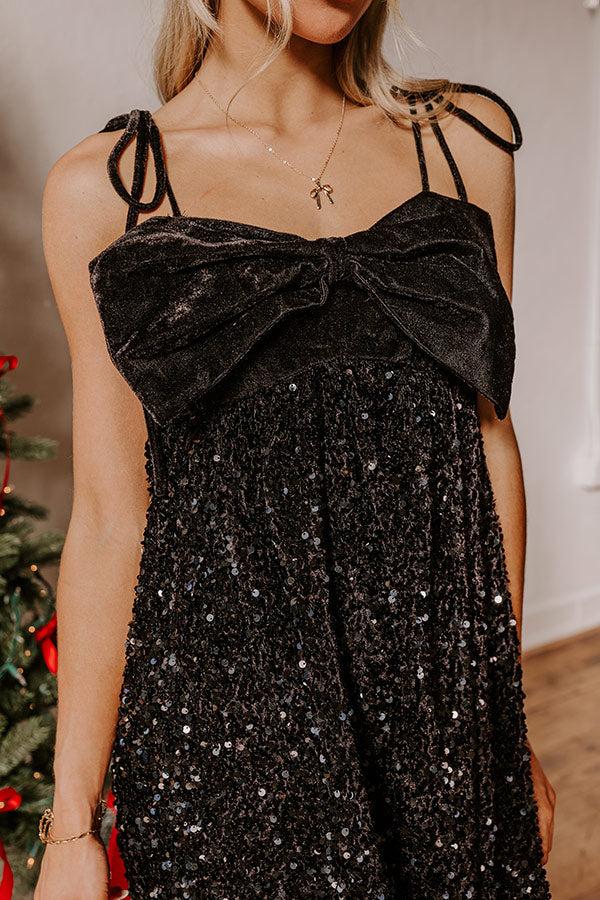 Impressions Sweet Surprise Velvet Sequin Mini Dress In Black