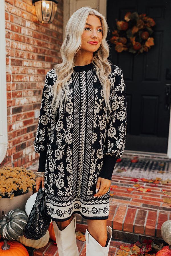 Impressions Sweetest Smile Floral Sweater Dress In Black